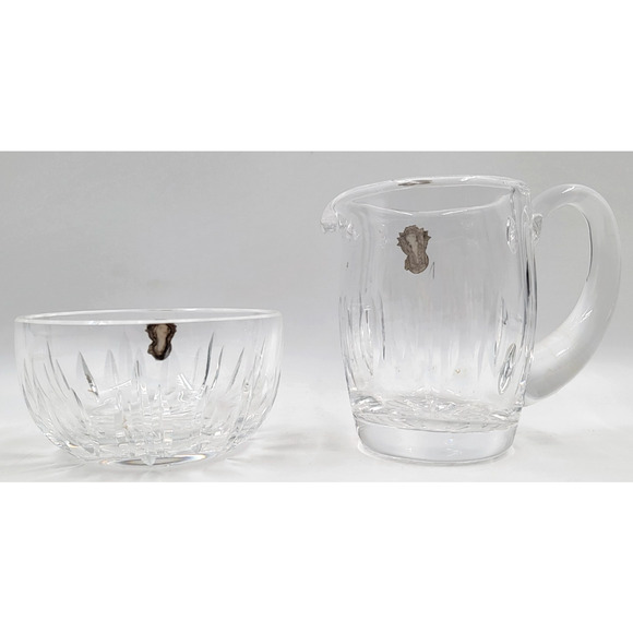 Waterford Crystal Cream & Sugar Set Cut Ireland Heavy Clear Glass Vintage - Picture 5 of 13